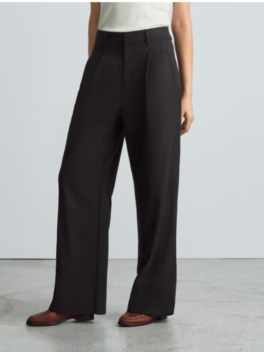 Everlane The Way-High Drape Pant Black Pleated NWT Size 14 Short